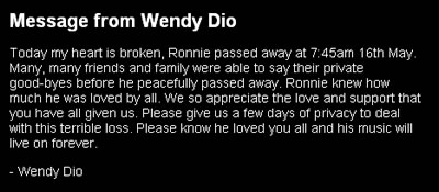 Message From Wendy Dio