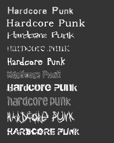 いろんなフォントで Hardcore Punkと書いてみた