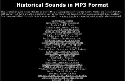 Historical Sounds in MP3 Format